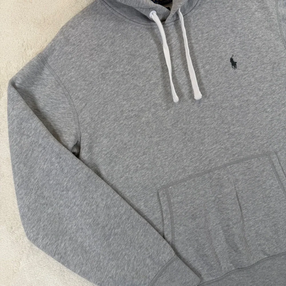 Polo Ralph Lauren Performance Hoodie Mens Large Gray Fleece Pullover Sweatshirt